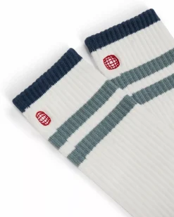 Amundsen Sports Socks & Gaiters|Socks & Gaiters^Oslo Crew Socks 003 White/Stormy Blue